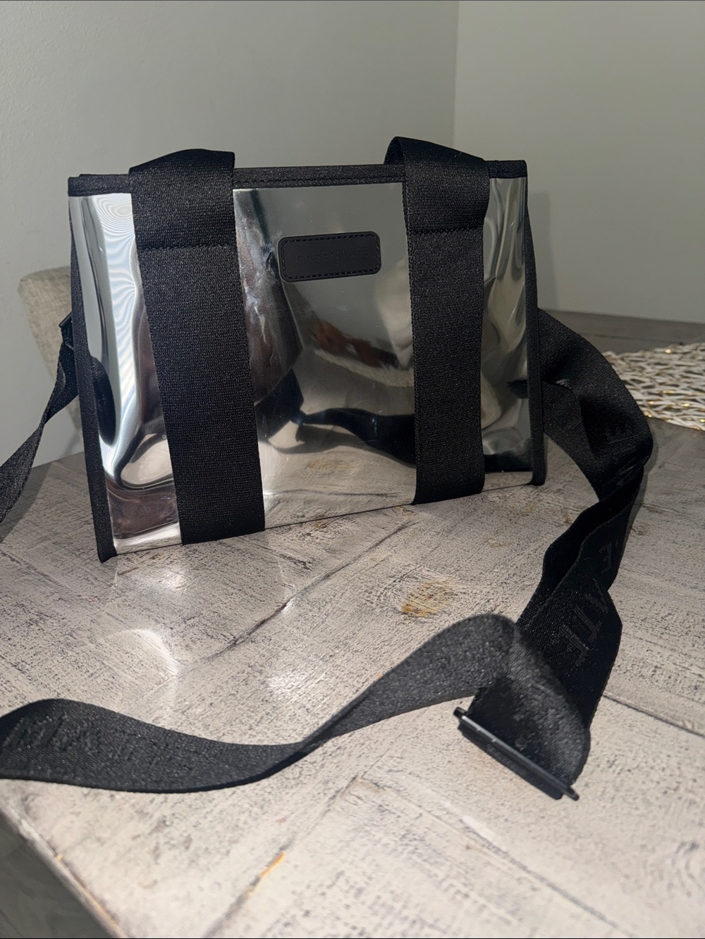 case-mate Silver Clear Crossbody with Black Trim